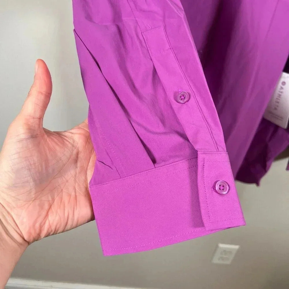 Athleta Oversized Poplin Top Button Up Size 3X Jazzy Purple Work Travel Office - Picture 9 of 13